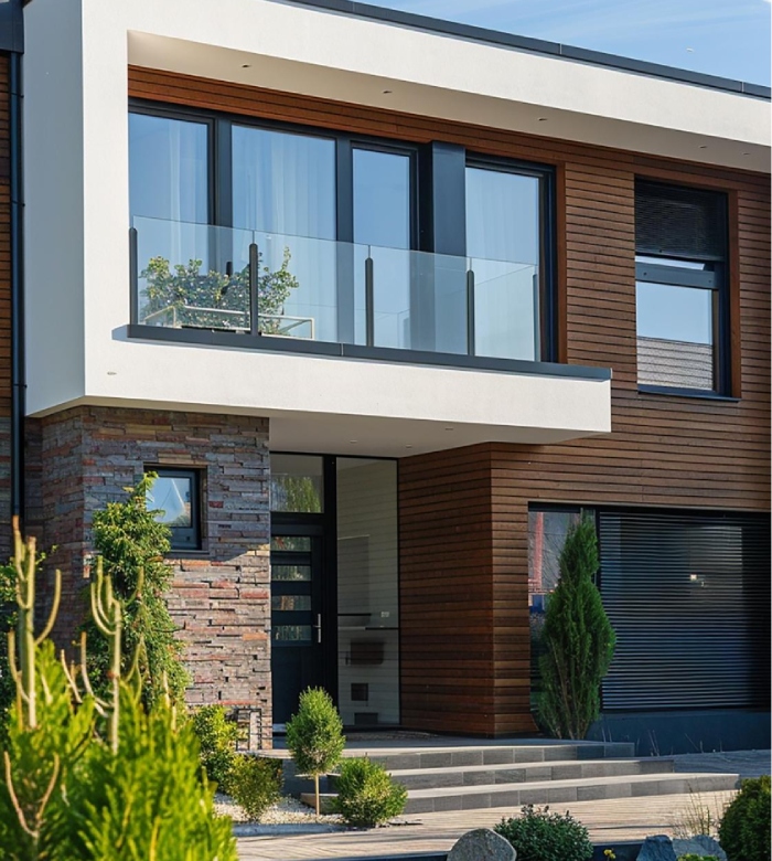 Maison design en bois – Cividini Architecture Maison contemporaine avec bardage bois et façade vitrée, conception d’architecte moderne.